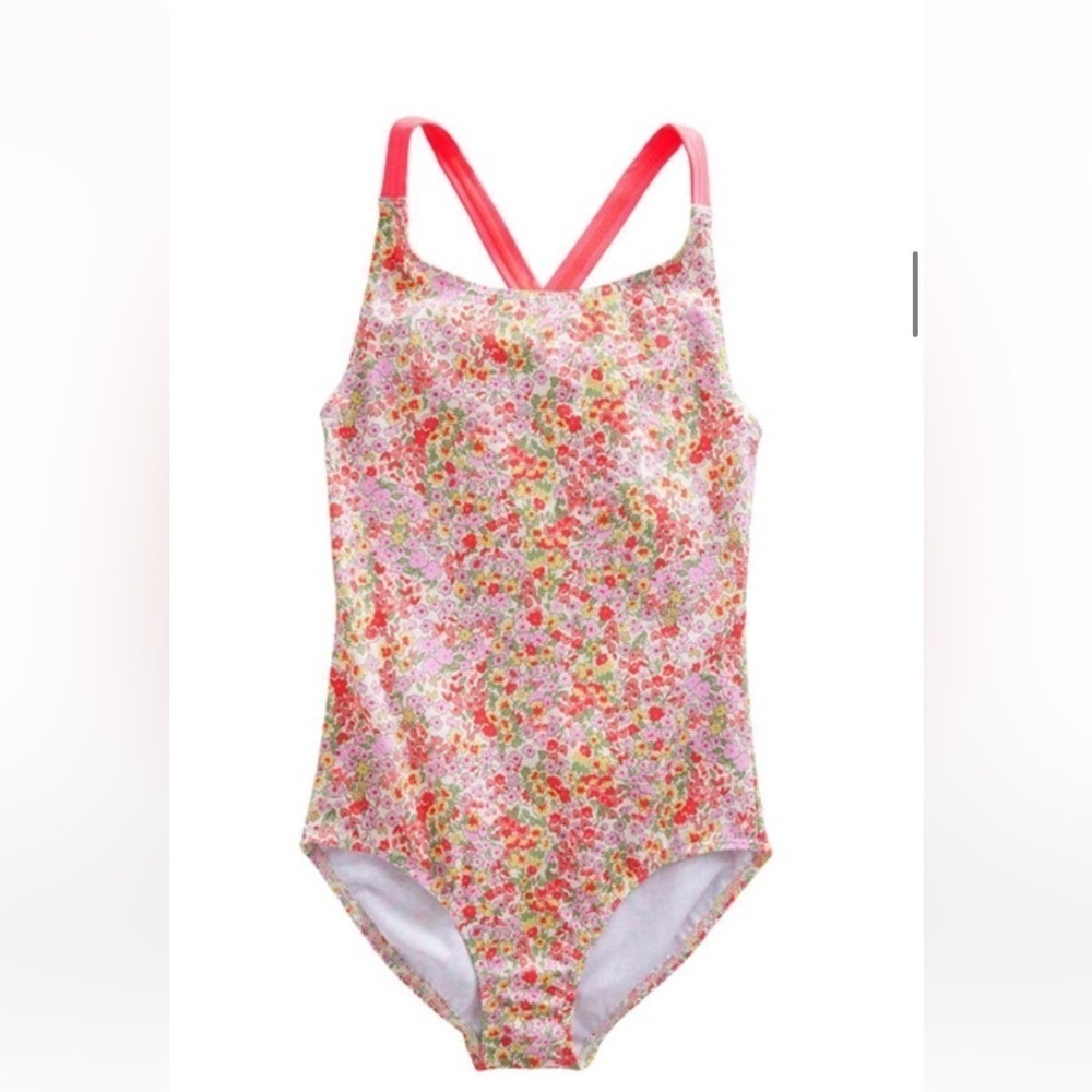 Boden Girls One Piece Floral Swimsuit Size 3-4Y